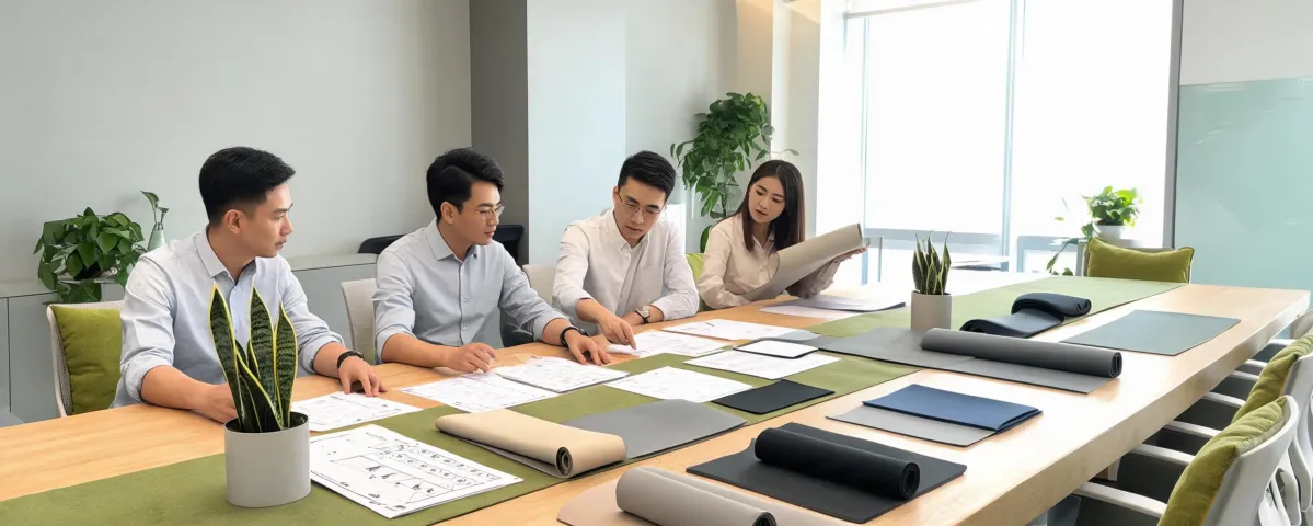 Buyer team reviewing yoga mat sourcing requirements