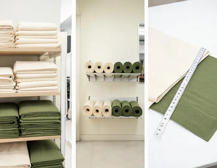 Yoga mat retail studio and promotional program requirement board