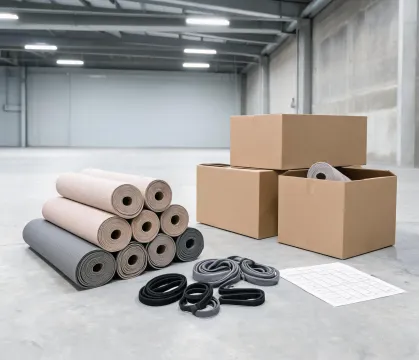 Packed yoga mats and carton planning sheet